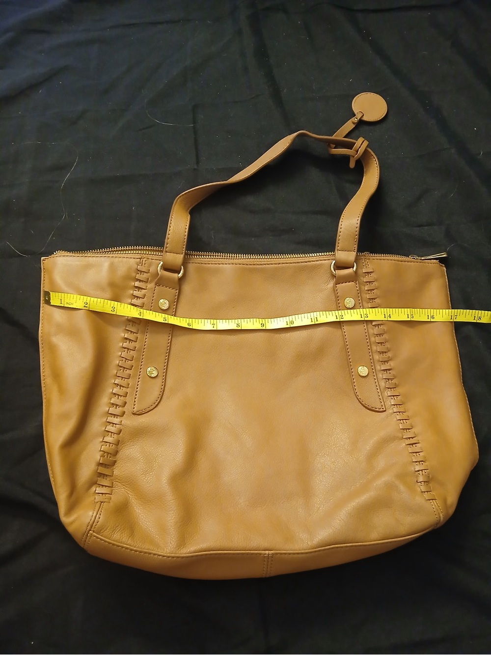 Tommy Bahama Caramel Leather Tote with Gold Accents - Picture 3 of 11